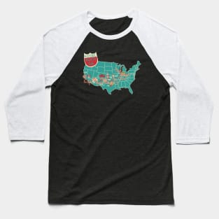 Route 66 map Baseball T-Shirt